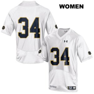 Notre Dame Fighting Irish Women's Jahmir Smith #34 White Under Armour No Name Authentic Stitched College NCAA Football Jersey QDF8799XM